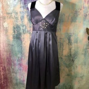 NWT Vera Wang grey satin dress with jewel accents